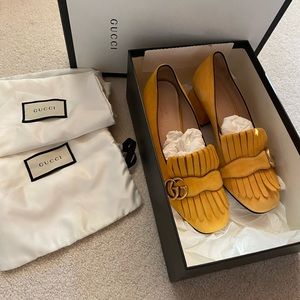 Gucci GG Marmont suede loafer pumps 36.5 yellow